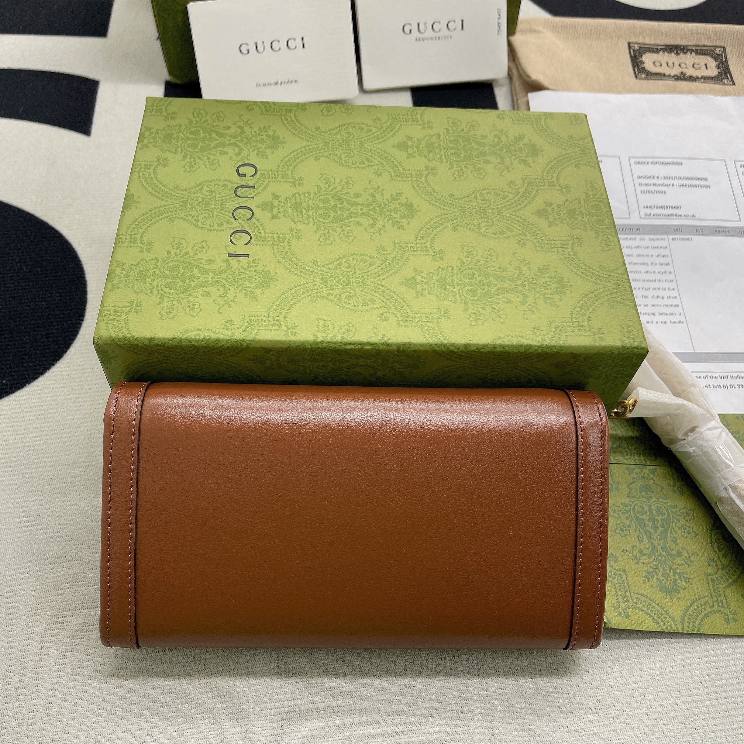 1:1 Replica Gucci Diana Chain Wallet With Bamboo Red For Women, Women's Bags 7.4in/19cm GG - Image 3