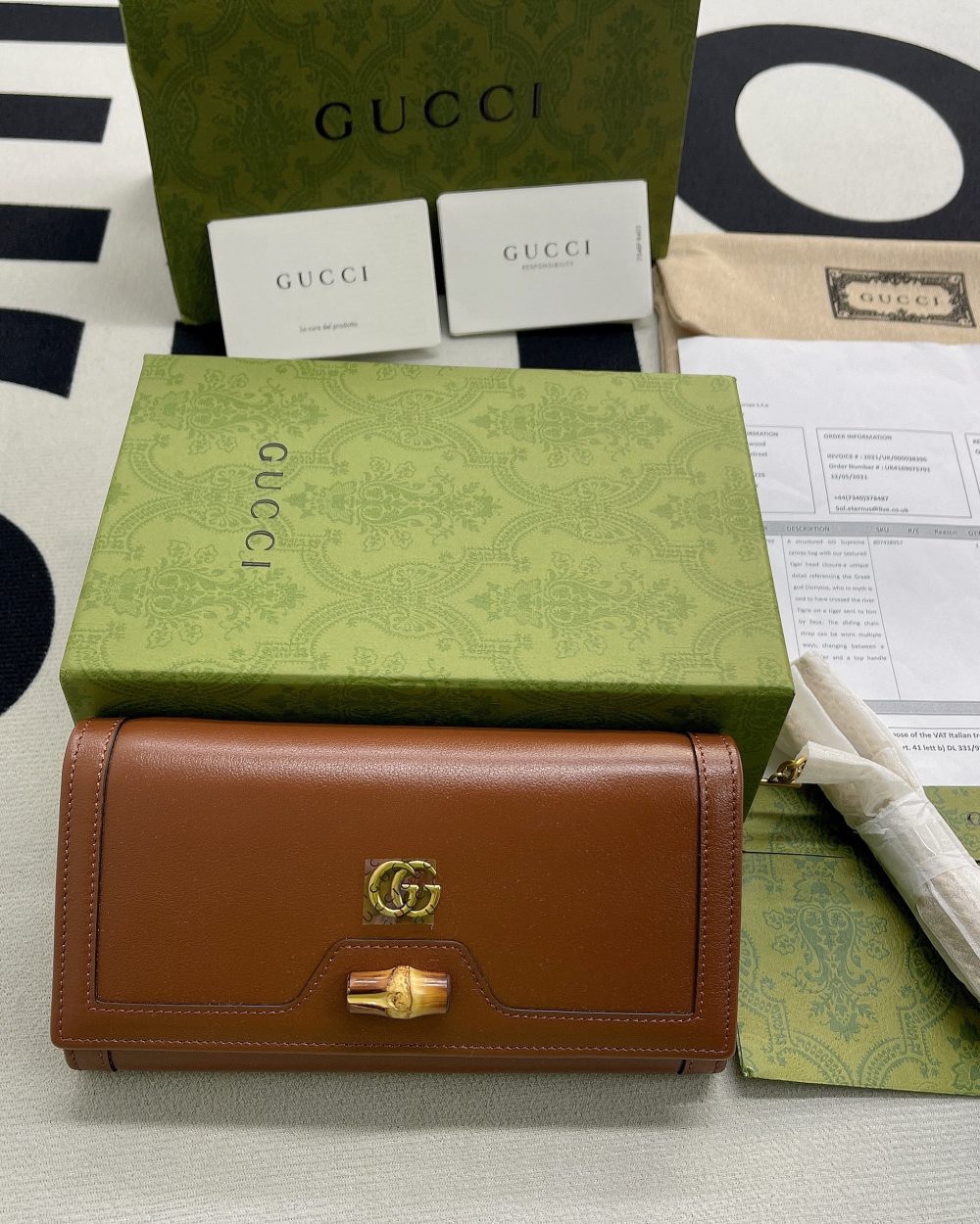 1:1 Replica Gucci Diana Chain Wallet With Bamboo Red For Women, Women's Bags 7.4in/19cm GG