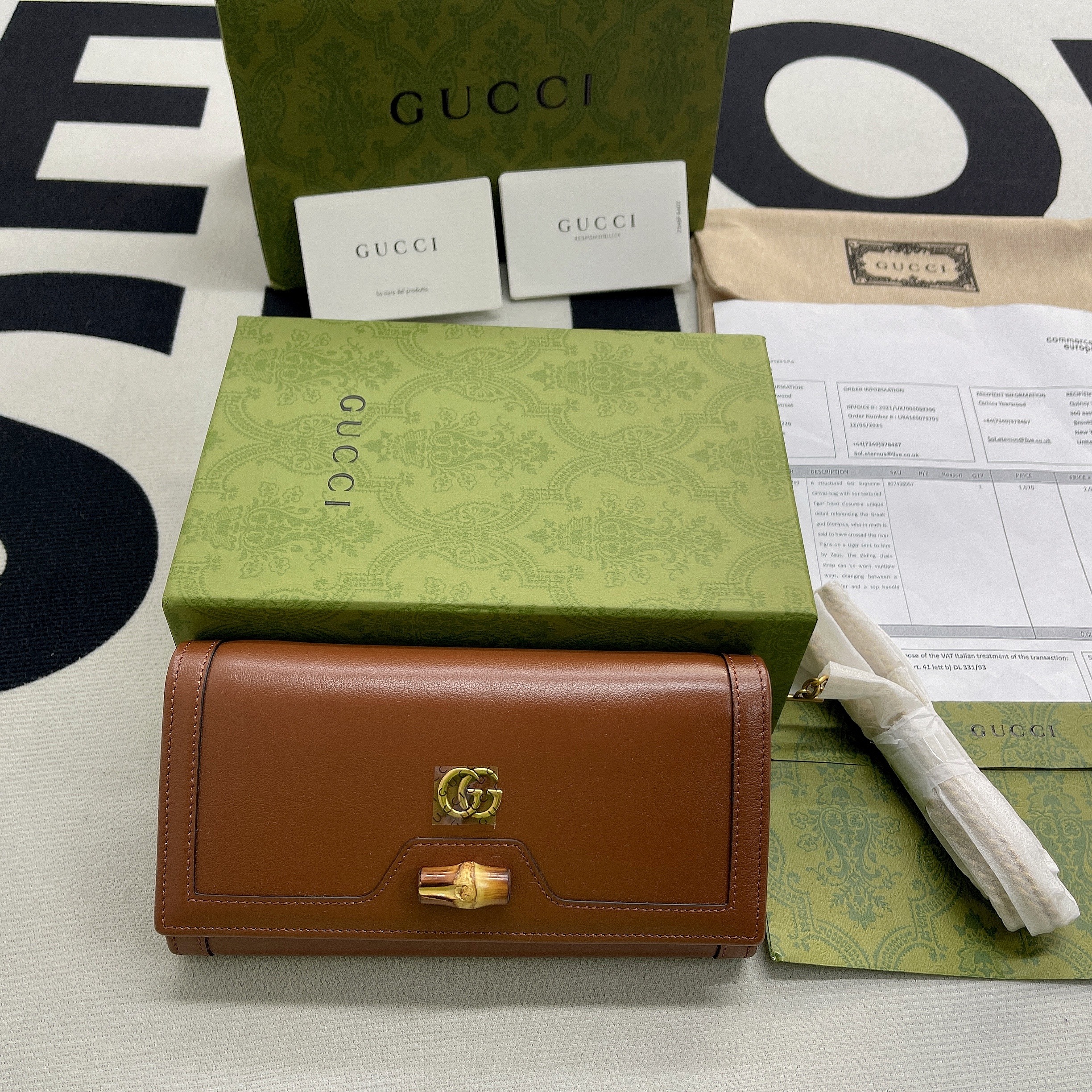 1:1 Replica Gucci Diana Chain Wallet With Bamboo Red For Women, Women's Bags 7.4in/19cm GG - Image 4