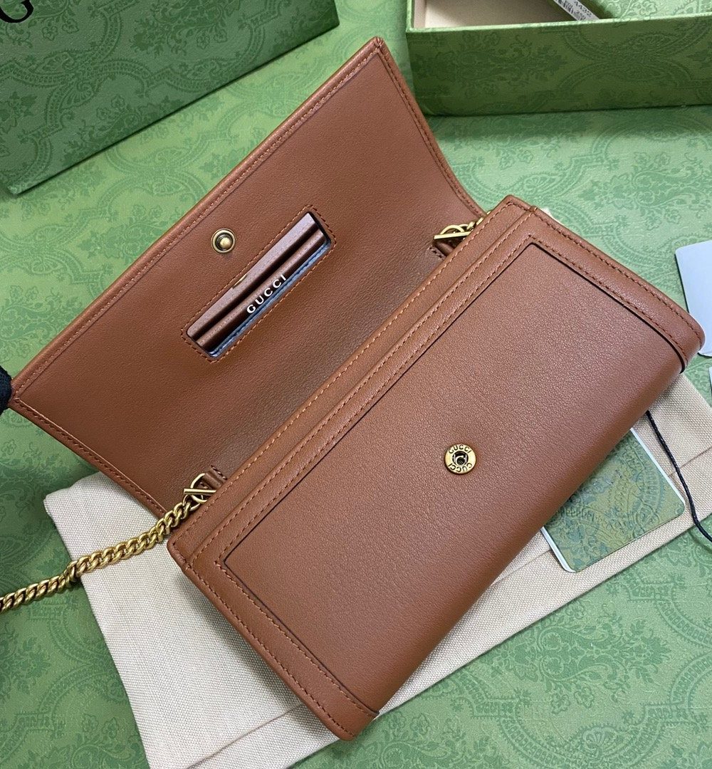 1:1 Replica Gucci Diana Chain Wallet With Bamboo Red For Women, Women's Bags 7.4in/19cm GG