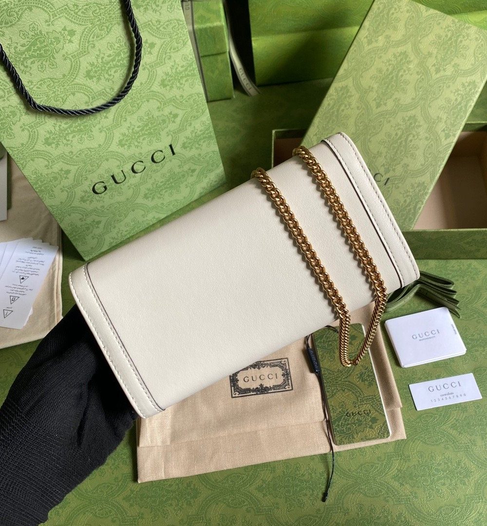 1:1 Replica Gucci Diana Chain Wallet With Bamboo White For Women, Women's Bags 7.4in/19cm GG 658243 17Q0T 9022