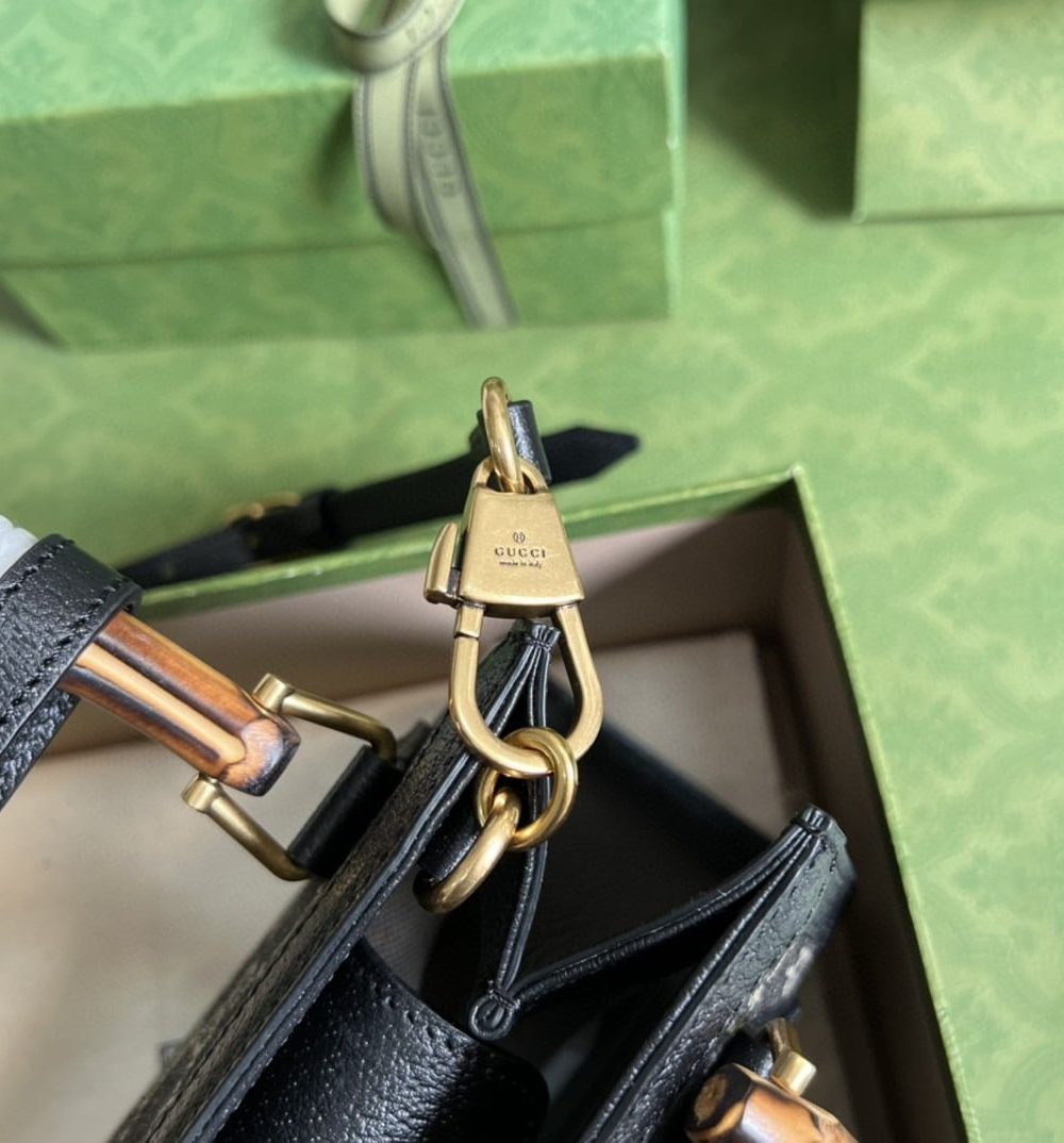 1:1 Replica Gucci Diana Jumbo GG Mini Tote Bag Handbag Canvas Lining Black For Women 7.9in/20cm GG 655661 UKMFT 2672