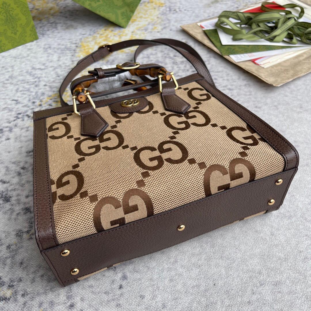 1:1 Replica Gucci Diana Jumbo GG Small Tote Bag Camel And Ebony Jumbo GG Canvas Brown For Women 11in/28cm 660195 UKMFT 2672 - Image 8