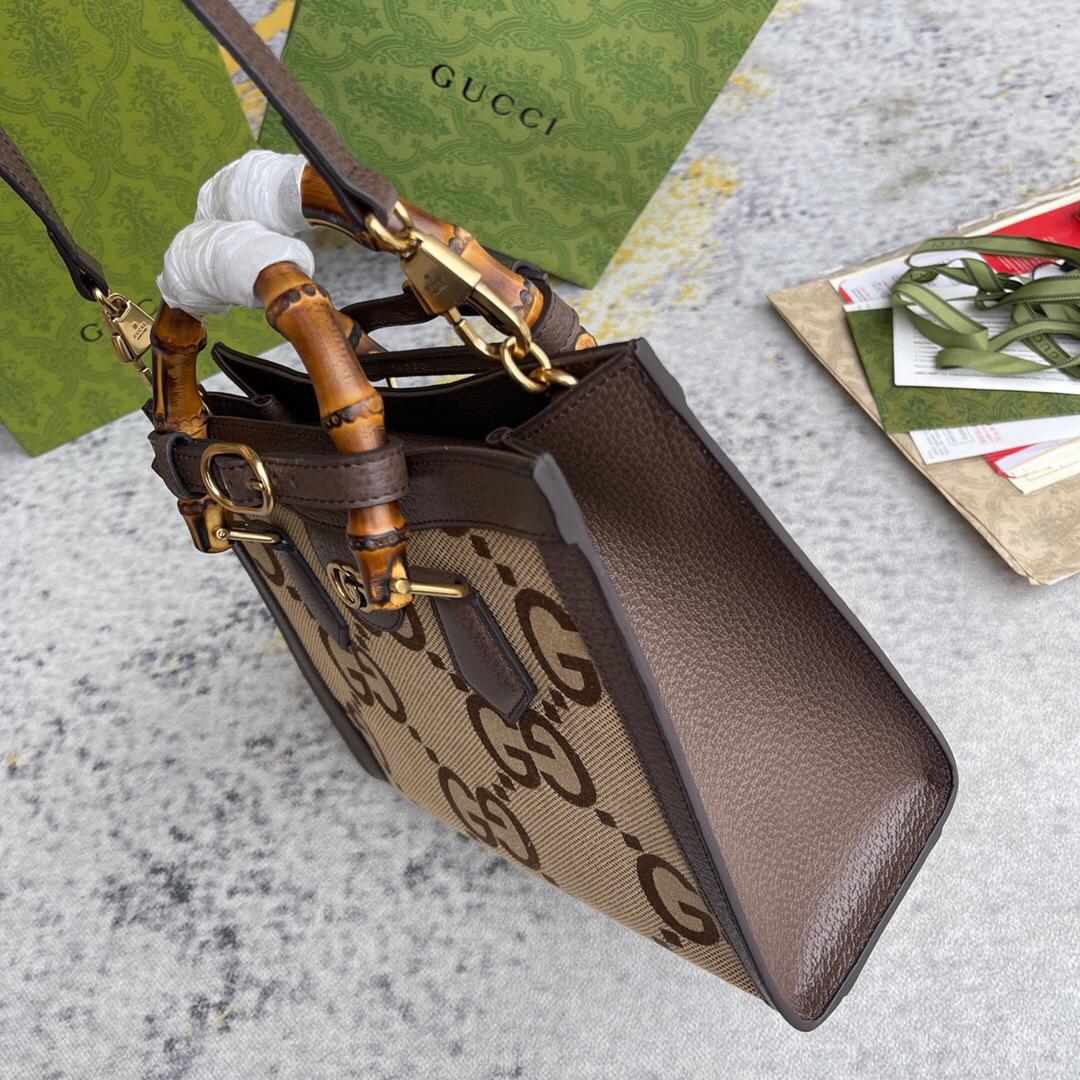 1:1 Replica Gucci Diana Jumbo GG Small Tote Bag Camel And Ebony Jumbo GG Canvas Brown For Women 11in/28cm 660195 UKMFT 2672 - Image 2