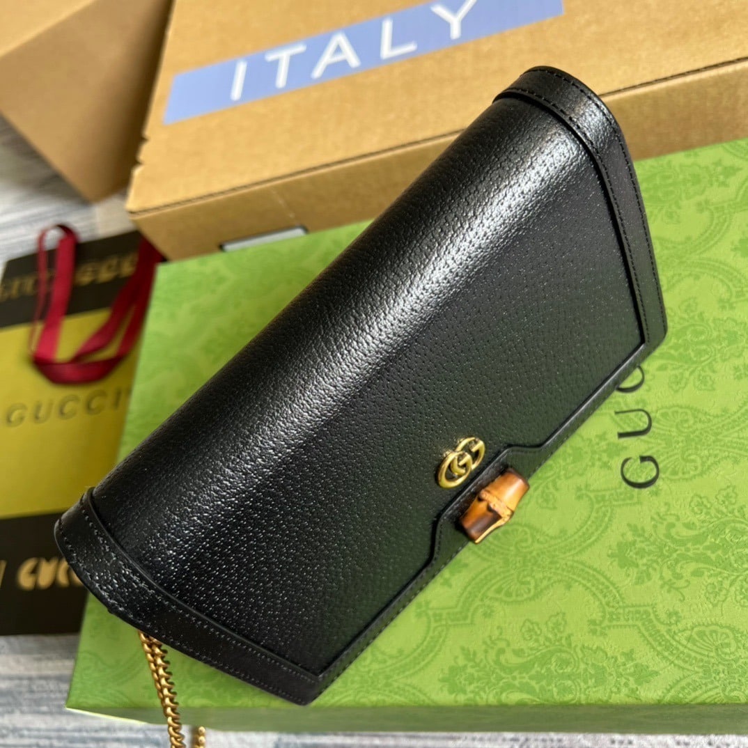 1:1 Replica Gucci Diana Mini Bag With Bamboo Black For Women, Women's Bags 7.5in/19cm GG 696817 DJ20T 1000 - Image 2