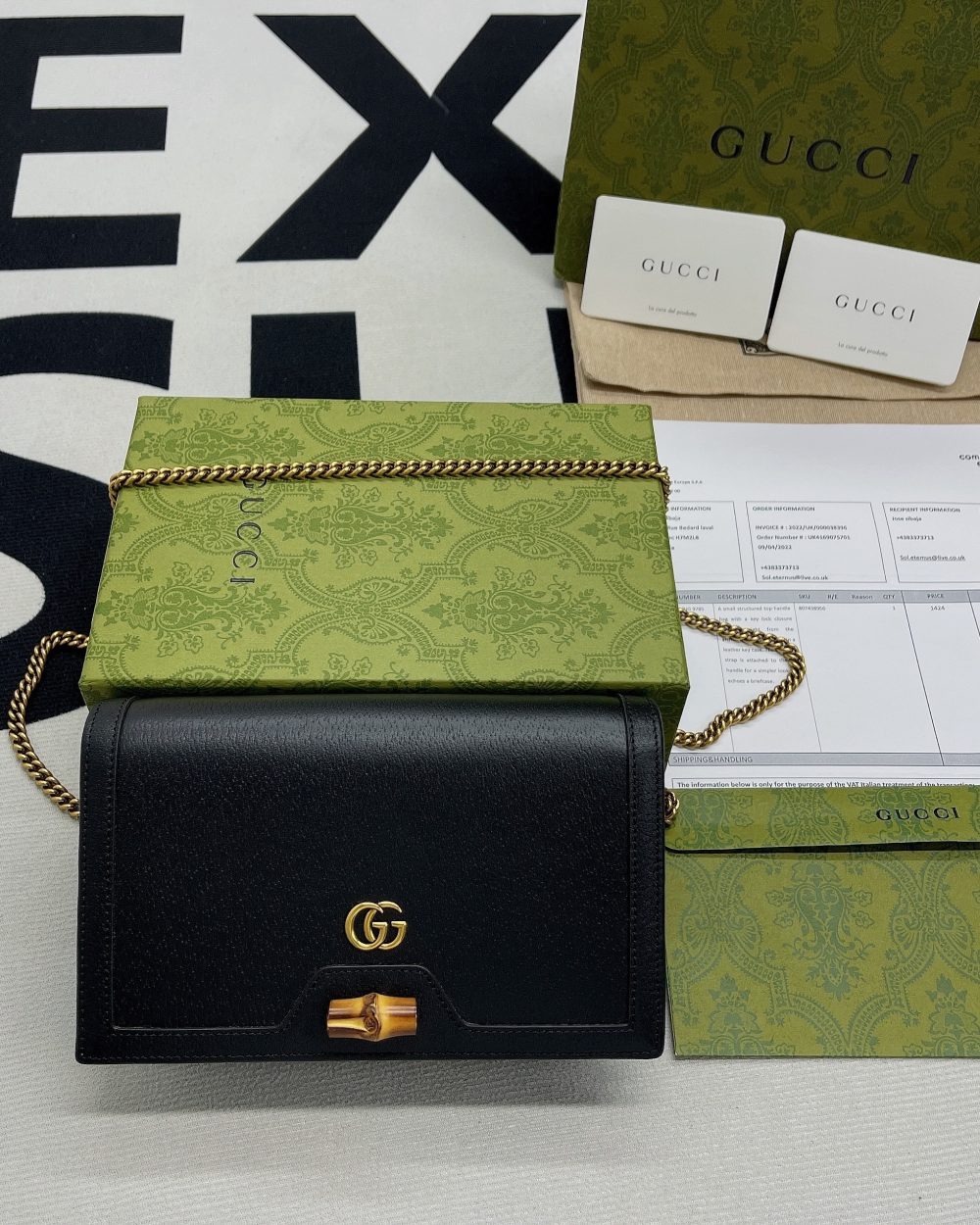 1:1 Replica Gucci Diana Mini Bag With Bamboo Black For Women, Women's Bags 7.5in/19cm GG 696817 DJ20T 1000