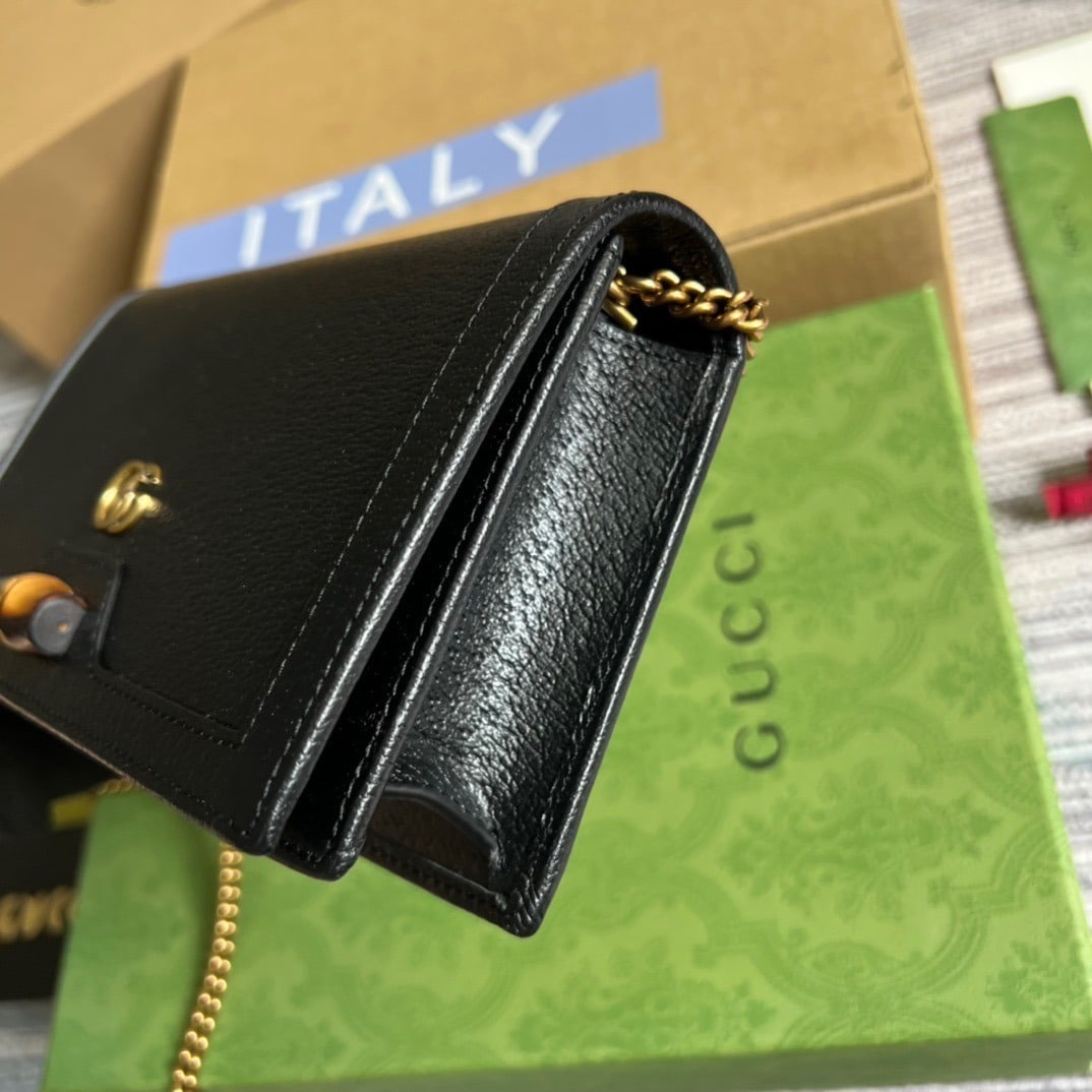 1:1 Replica Gucci Diana Mini Bag With Bamboo Black For Women, Women's Bags 7.5in/19cm GG 696817 DJ20T 1000 - Image 3
