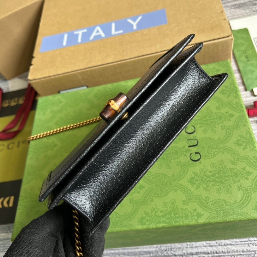1:1 Replica Gucci Diana Mini Bag With Bamboo Black For Women, Women's Bags 7.5in/19cm GG 696817 DJ20T 1000 - Image 4