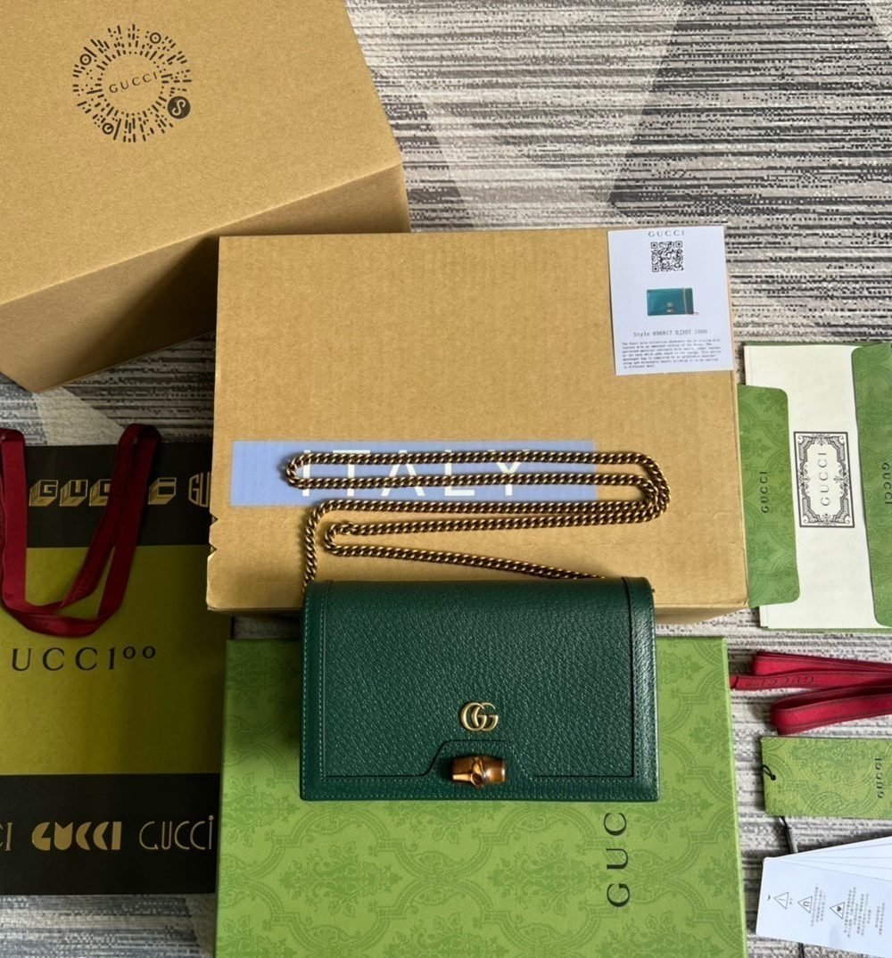 1:1 Replica Gucci Diana Mini Bag With Bamboo Green For Women, Women's Bags 7.5in/19cm GG 696817 DJ20T 3120