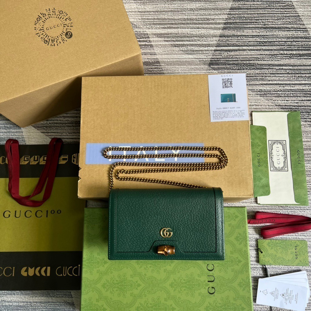 1:1 Replica Gucci Diana Mini Bag With Bamboo Green For Women, Women's Bags 7.5in/19cm GG 696817 DJ20T 3120