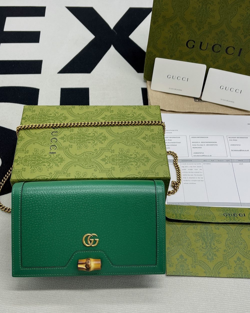1:1 Replica Gucci Diana Mini Bag With Bamboo Green For Women, Women's Bags 7.5in/19cm GG ‎696817 DJ20T 3120