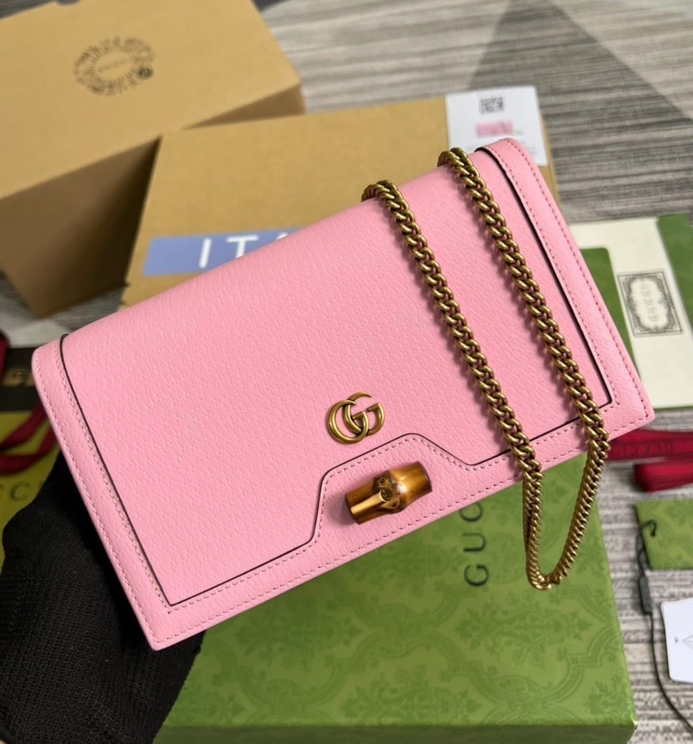 1:1 Replica Gucci Diana Mini Bag With Bamboo Pink For Women, Women's Bags 7.5in/19cm GG 696817 DJ20T 5815