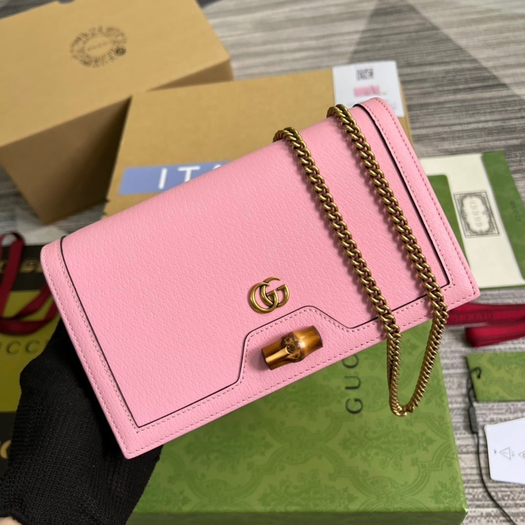 1:1 Replica Gucci Diana Mini Bag With Bamboo Pink For Women, Women's Bags 7.5in/19cm GG 696817 DJ20T 5815 - Image 9