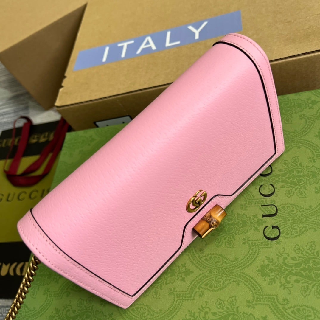 1:1 Replica Gucci Diana Mini Bag With Bamboo Pink For Women, Women's Bags 7.5in/19cm GG 696817 DJ20T 5815 - Image 5