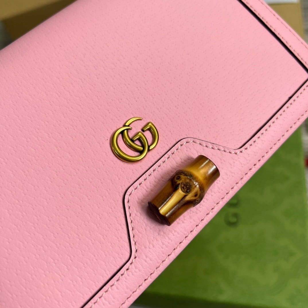 1:1 Replica Gucci Diana Mini Bag With Bamboo Pink For Women, Women's Bags 7.5in/19cm GG 696817 DJ20T 5815 - Image 3