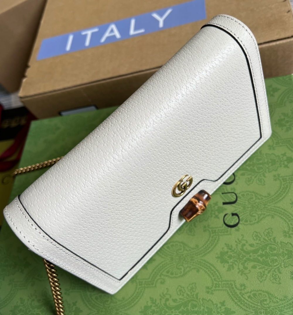 1:1 Replica Gucci Diana Mini Bag With Bamboo White For Women, Women's Bags 7.5in/19cm GG
