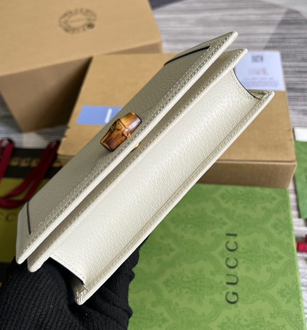 1:1 Replica Gucci Diana Mini Bag With Bamboo White For Women, Women's Bags 7.5in/19cm GG