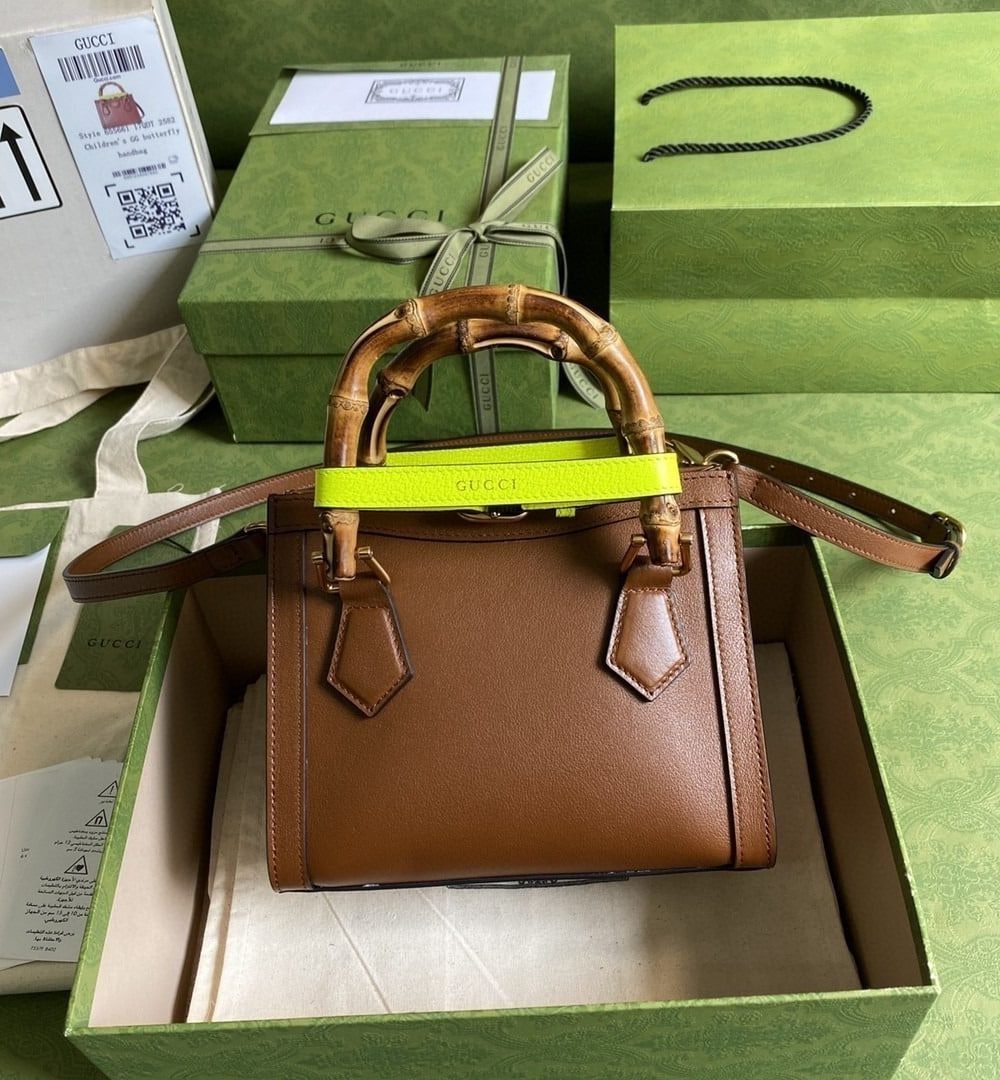 1:1 Replica Gucci Diana Mini Tote Bag Brown For Women  8in/20cm GG 702732 U3ZDT 2185