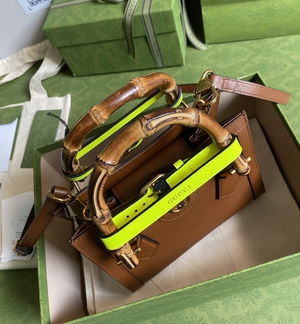 1:1 Replica Gucci Diana Mini Tote Bag Brown For Women  8in/20cm GG 702732 U3ZDT 2185