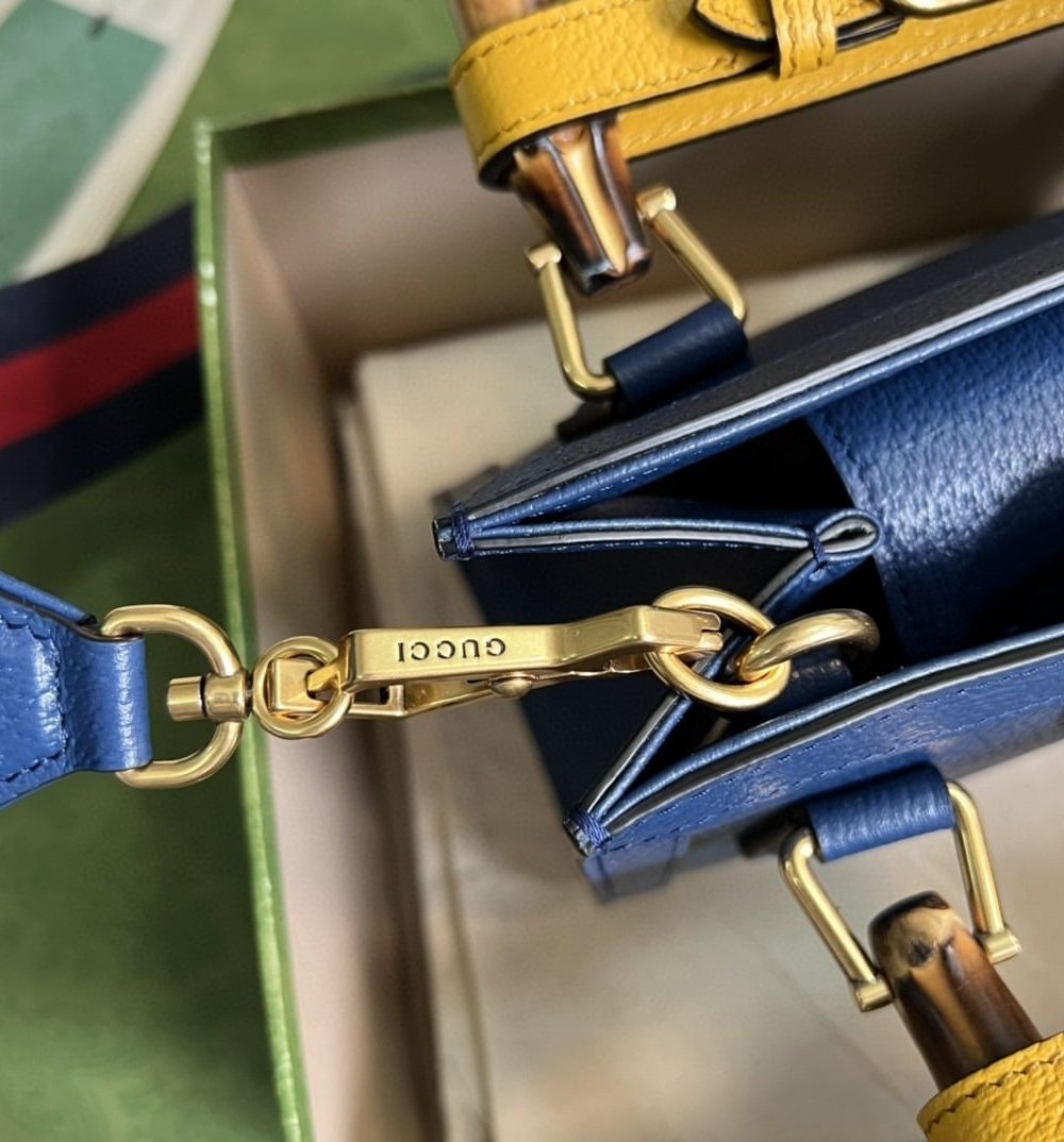 1:1 Replica Gucci Diana Mini Tote Bag Canvas Lining Blue For Women 7.9in/20cm GG 702732 U3ZDT 4862