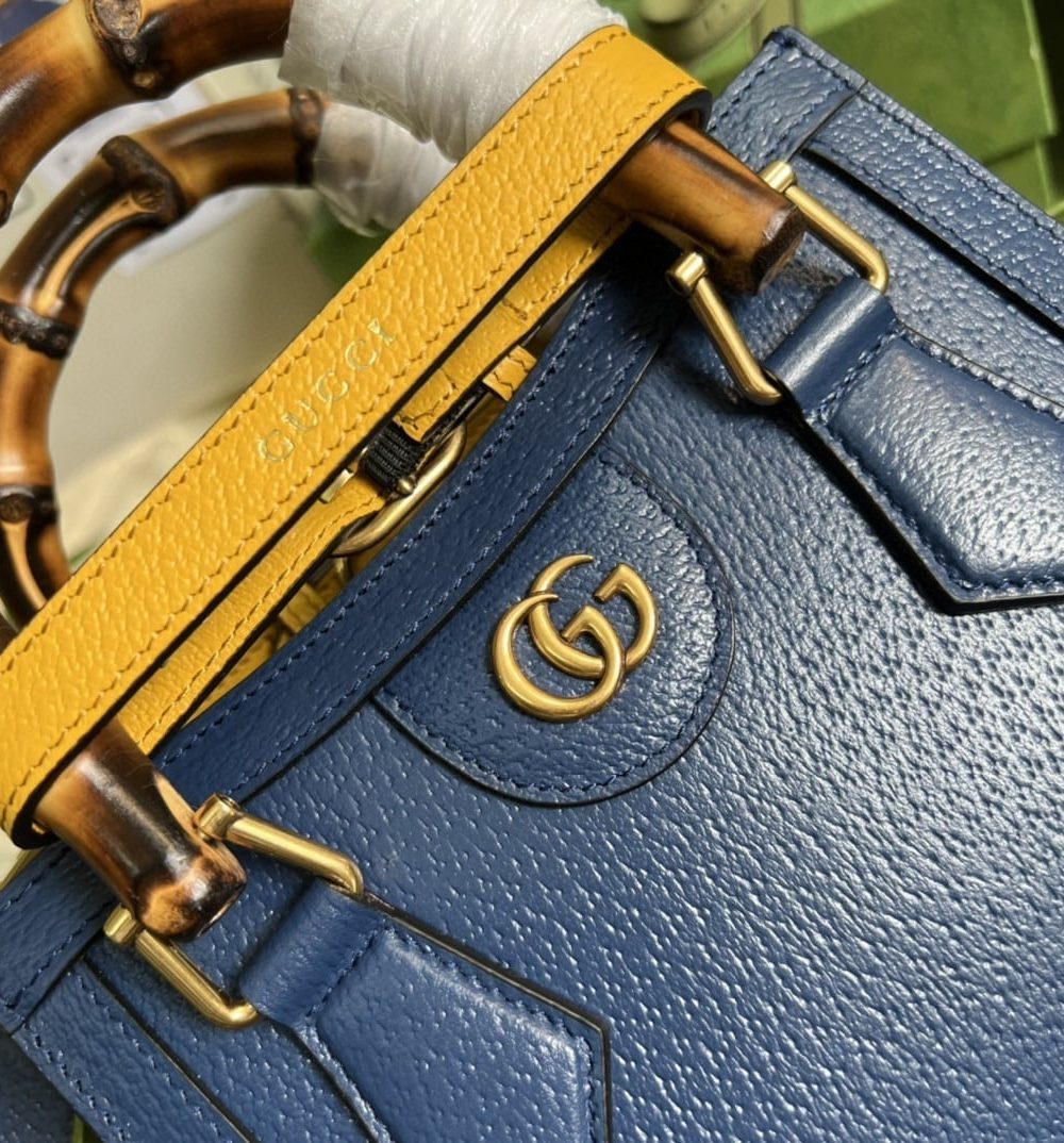 1:1 Replica Gucci Diana Mini Tote Bag Canvas Lining Blue For Women 7.9in/20cm GG 702732 U3ZDT 4862