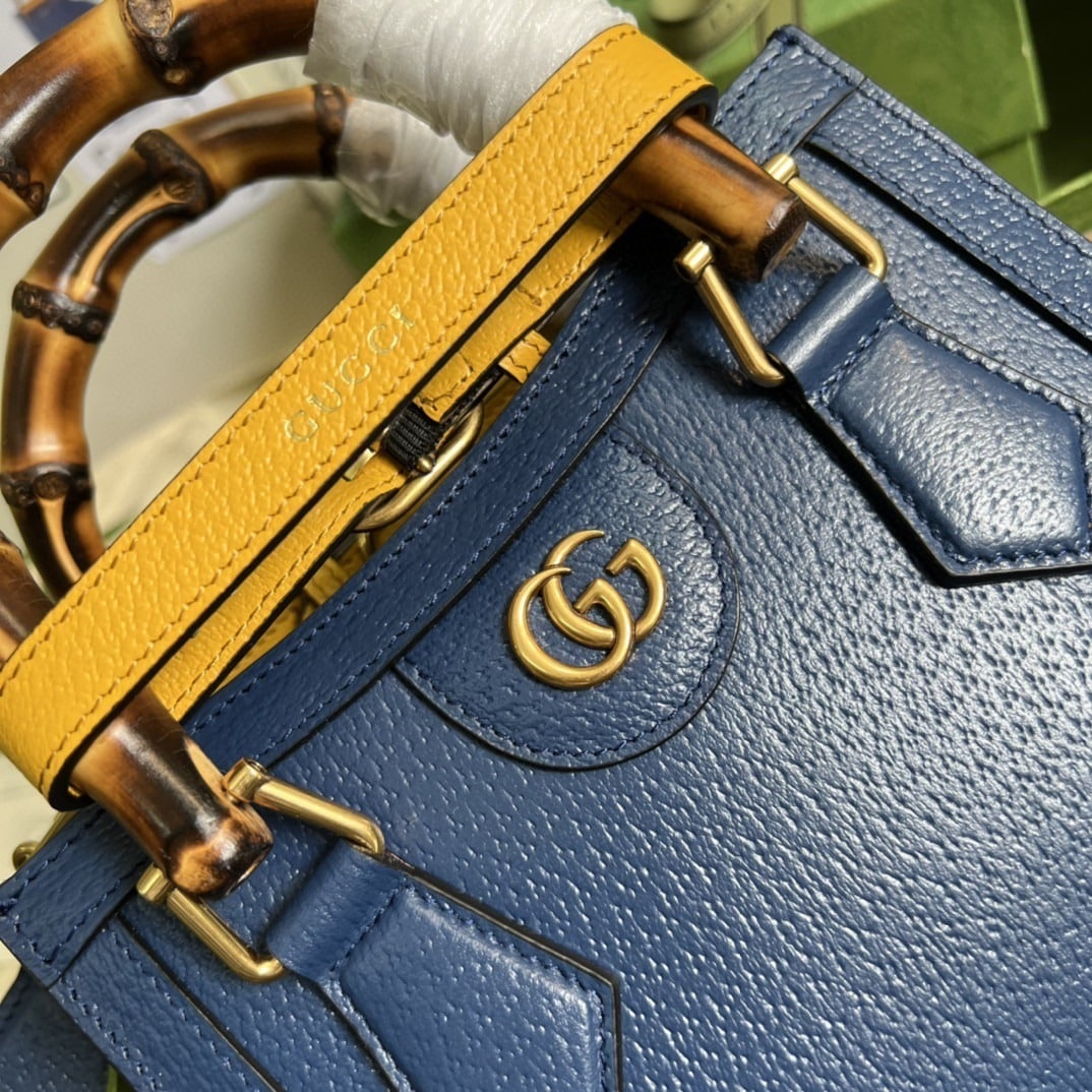 1:1 Replica Gucci Diana Mini Tote Bag Canvas Lining Blue For Women 7.9in/20cm GG 702732 U3ZDT 4862 - Image 8