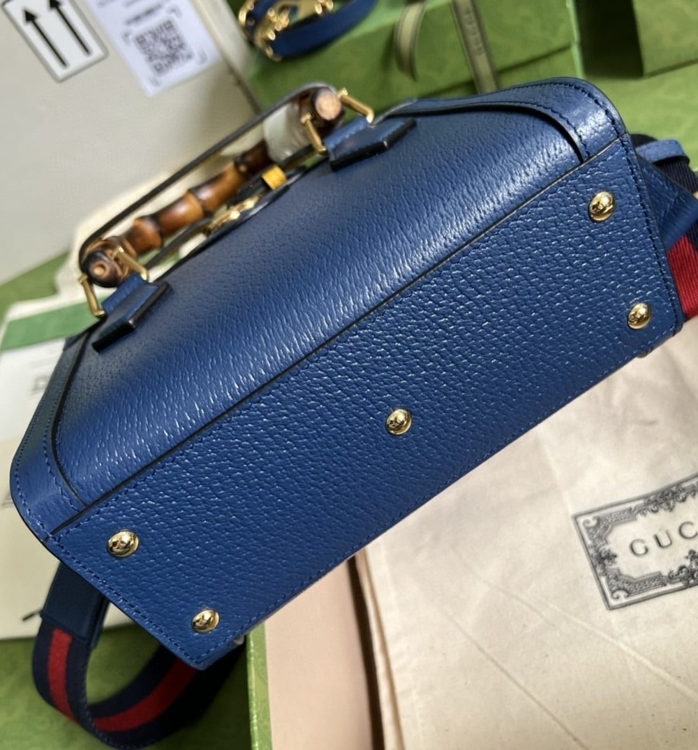 1:1 Replica Gucci Diana Mini Tote Bag Canvas Lining Blue For Women 7.9in/20cm GG 702732 U3ZDT 4862