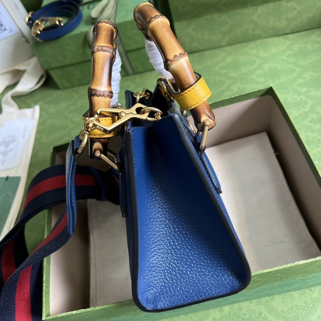 1:1 Replica Gucci Diana Mini Tote Bag Canvas Lining Blue For Women 7.9in/20cm GG 702732 U3ZDT 4862 - Image 6