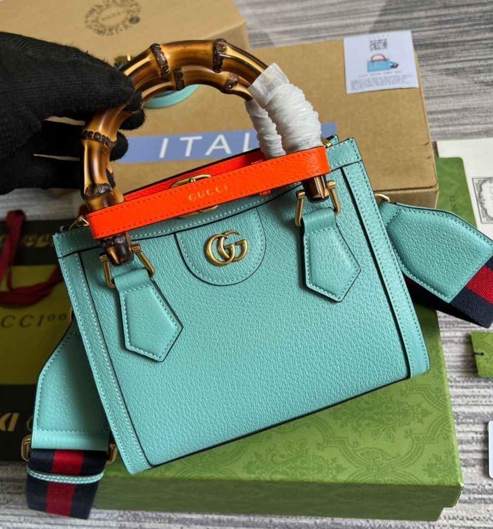 1:1 Replica Gucci Diana Mini Tote Bag Light Blue For Women, Women's Bags 7.9in/20cm GG ‎702732 U3ZDT 4377