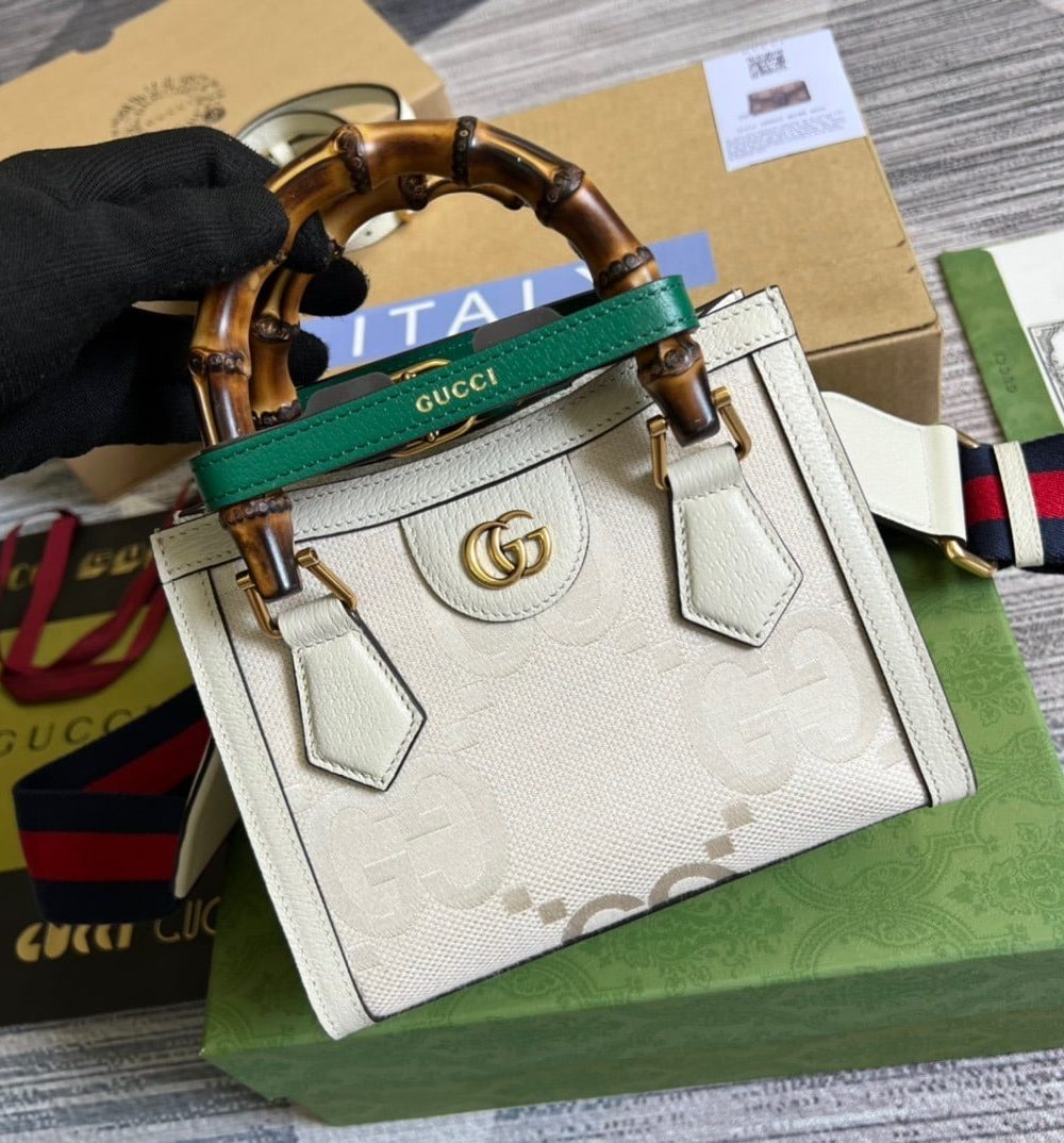 1:1 Replica Gucci Diana Mini Tote Bag White For Women, Women's Bags 7.9in/20cm GG