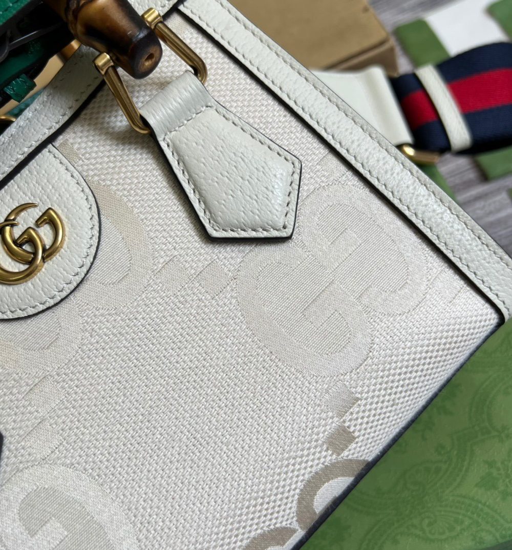 1:1 Replica Gucci Diana Mini Tote Bag White For Women, Women's Bags 7.9in/20cm GG