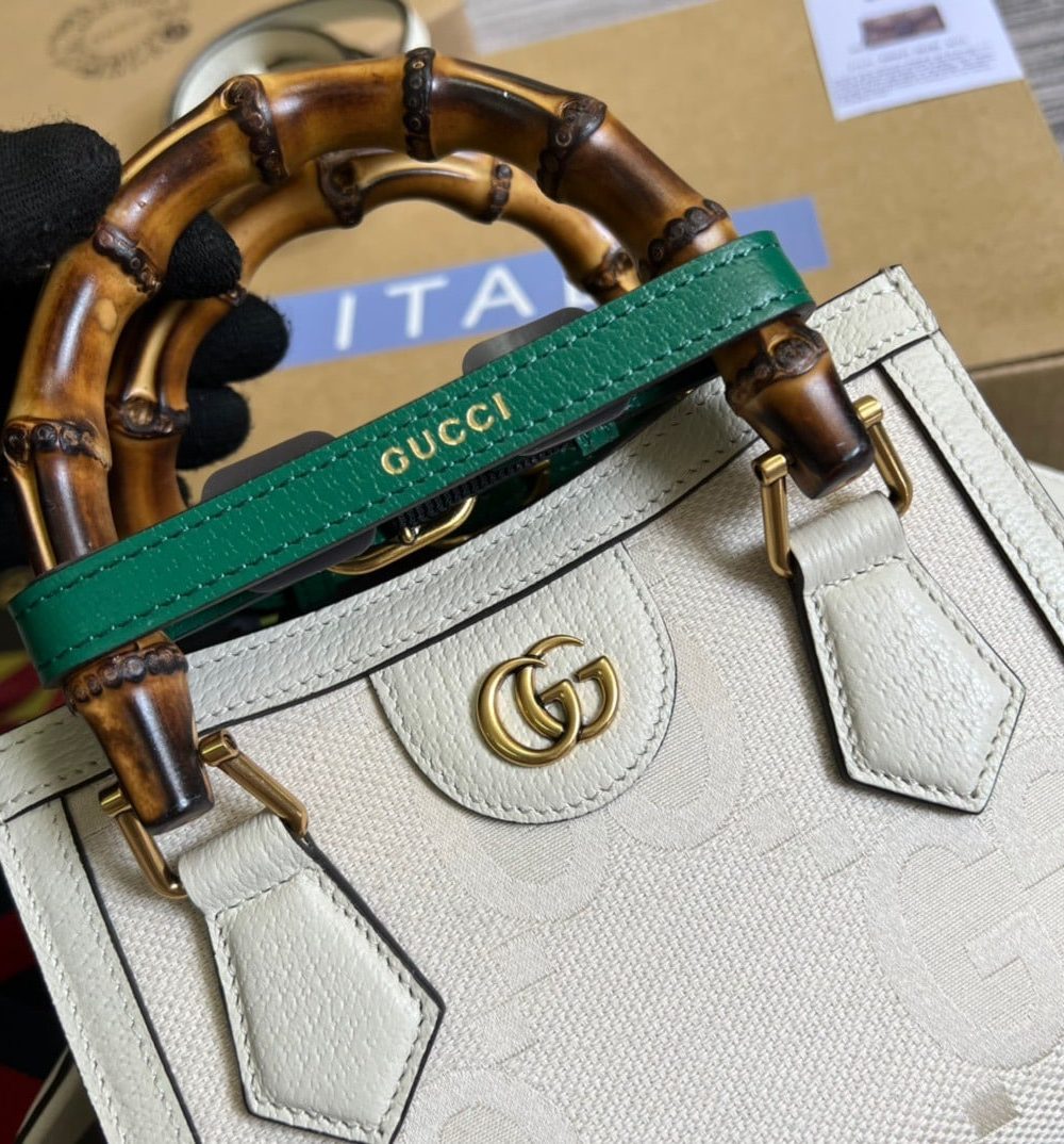 1:1 Replica Gucci Diana Mini Tote Bag White For Women, Women's Bags 7.9in/20cm GG