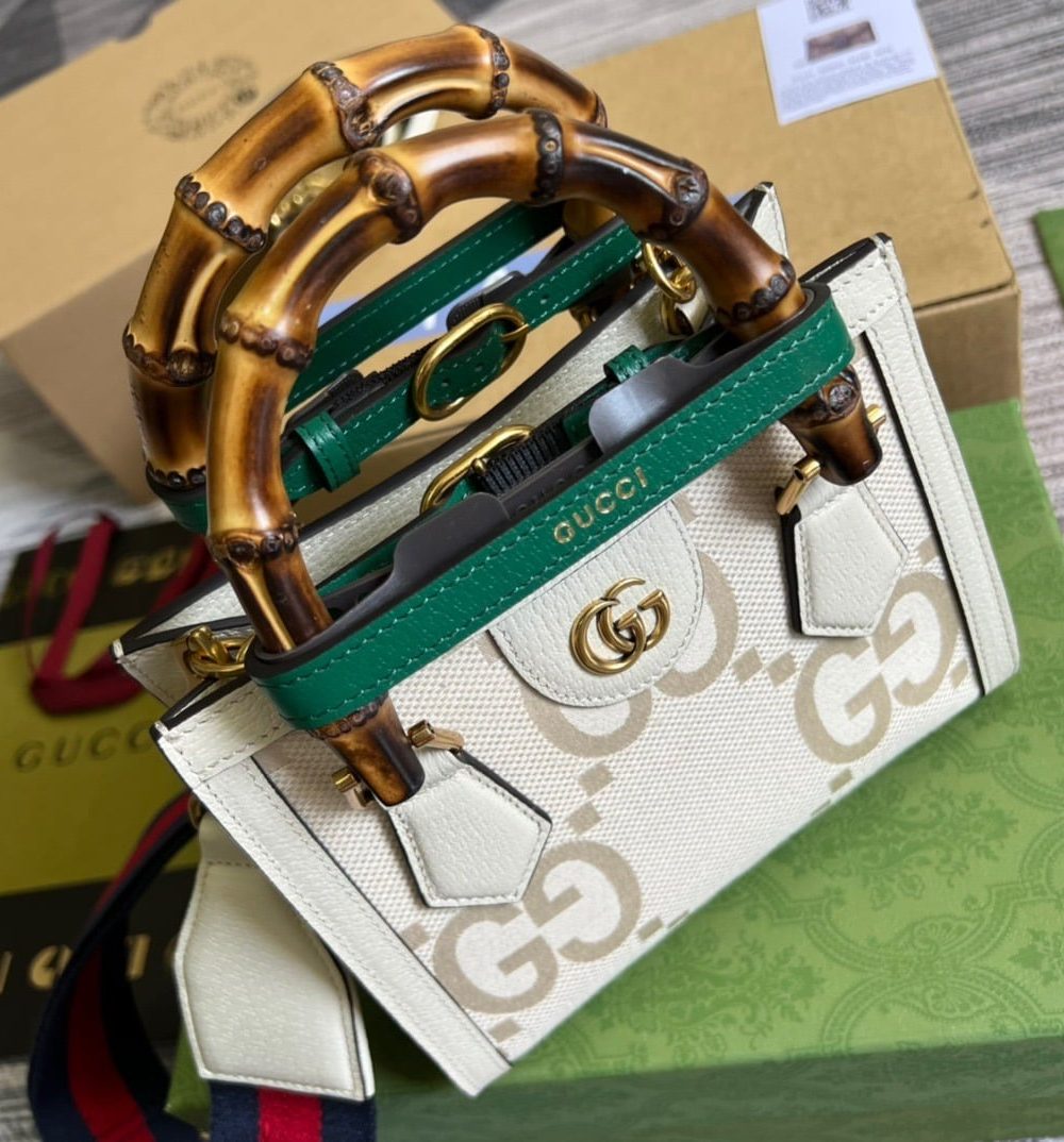 1:1 Replica Gucci Diana Mini Tote Bag White For Women, Women's Bags 7.9in/20cm GG