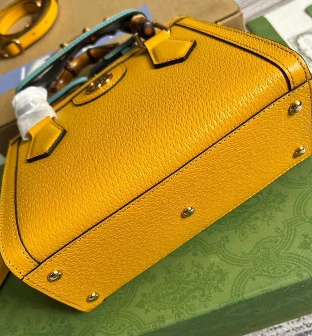 1:1 Replica Gucci Diana Mini Tote Bag Yellow For Women, Women's Bags 7.9in/20cm GG ‎702732 U3ZDT 7480