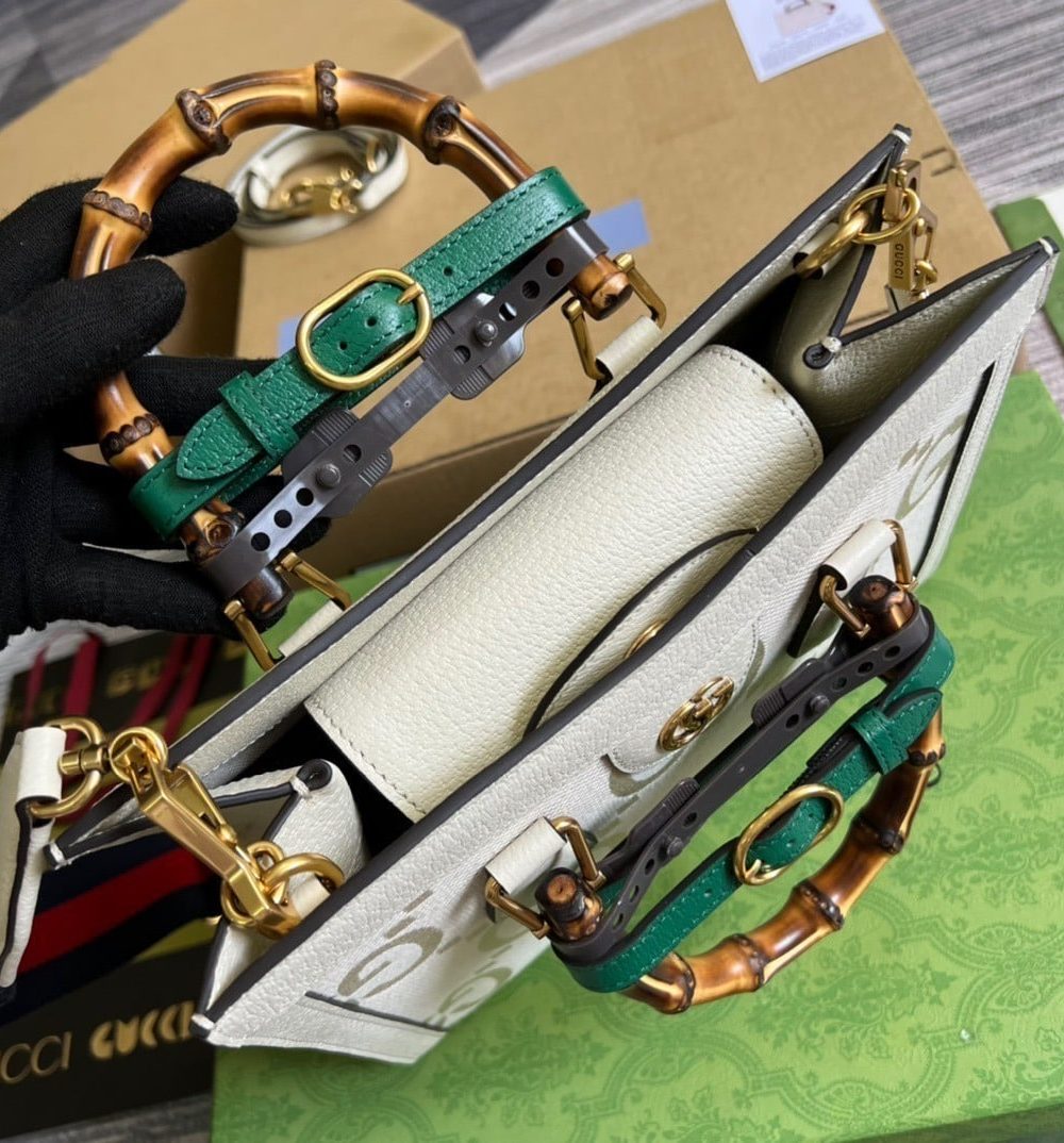 1:1 Replica Gucci Diana Small GG Tote Bag White For Women, Women's Bags 11in/27cm GG