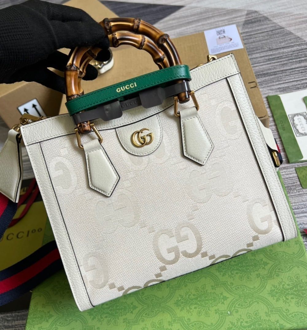 1:1 Replica Gucci Diana Small GG Tote Bag White For Women, Women's Bags 11in/27cm GG