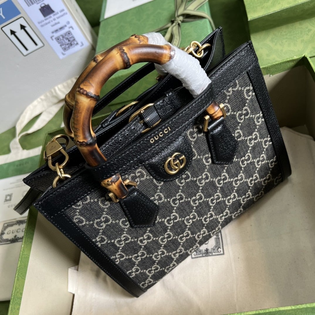 1:1 Replica Gucci Diana Small Tote Bag Black For Women 10.6in/27cm GG 660195 17QDT 3177 - Image 2