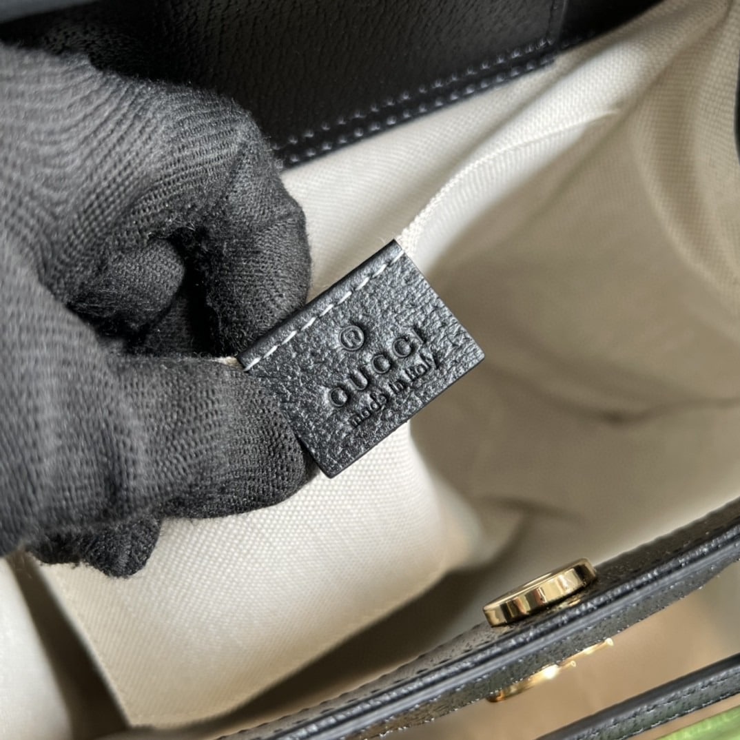 1:1 Replica Gucci Diana Small Tote Bag Black For Women 10.6in/27cm GG 660195 17QDT 3177 - Image 8