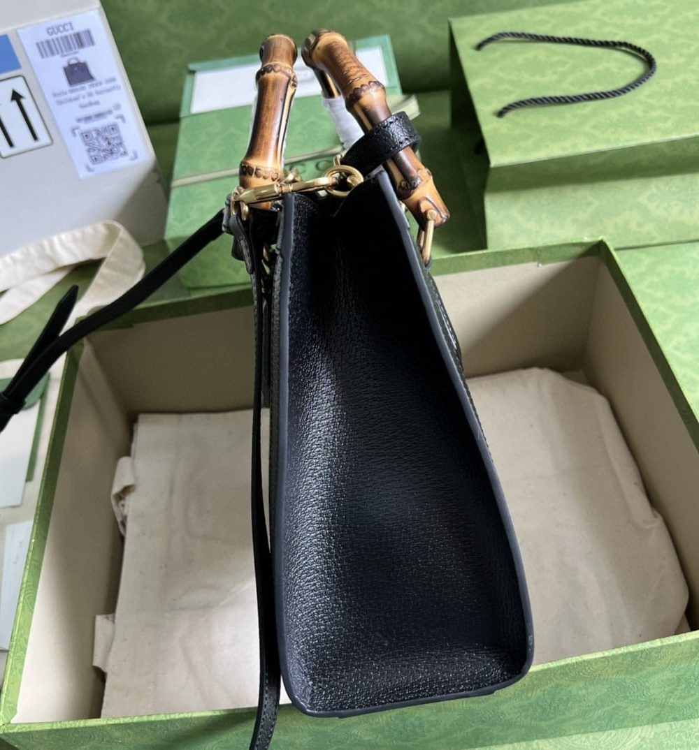 1:1 Replica Gucci Diana Small Tote Bag Black For Women 10.6in/27cm GG 660195 17QDT 3177