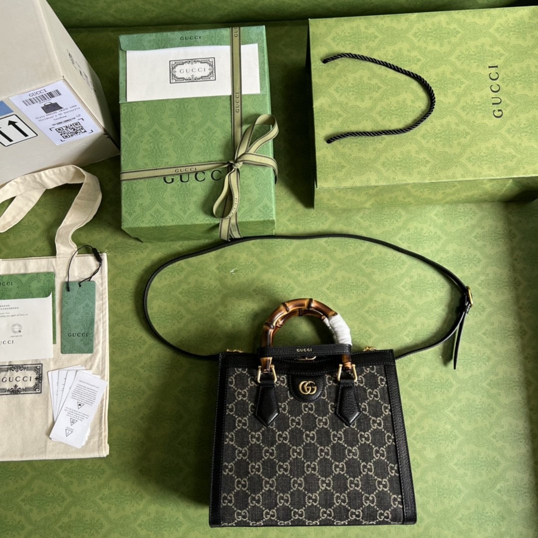 1:1 Replica Gucci Diana Small Tote Bag Black For Women 10.6in/27cm GG 660195 17QDT 3177 - Image 7