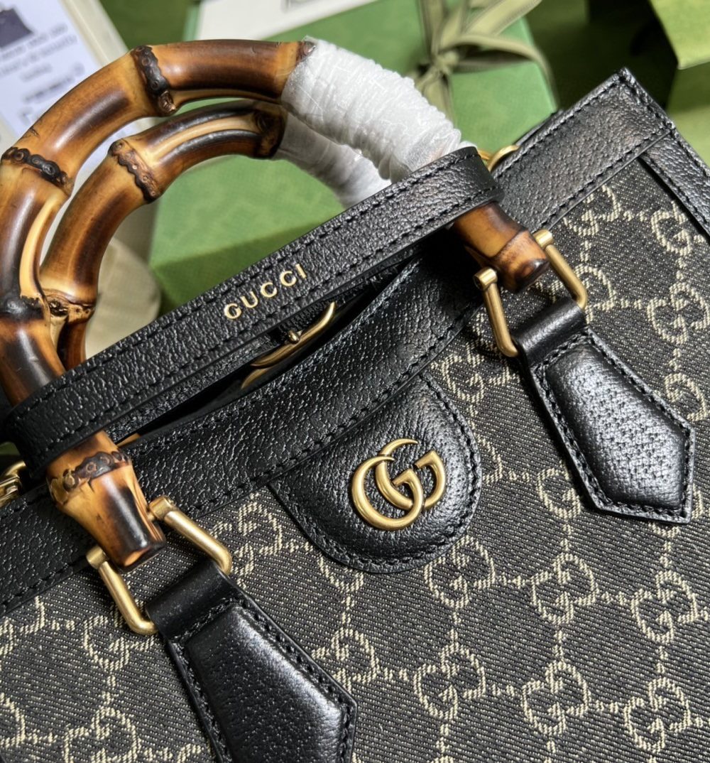 1:1 Replica Gucci Diana Small Tote Bag Black For Women 10.6in/27cm GG 660195 17QDT 3177