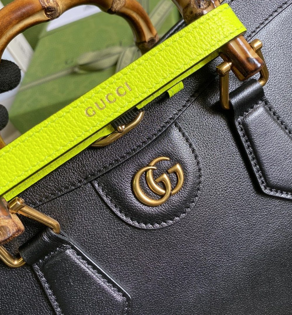 1:1 Replica Gucci Diana Small Tote Bag Black For Women 11in/27cm GG 702721 U3ZDT 1260