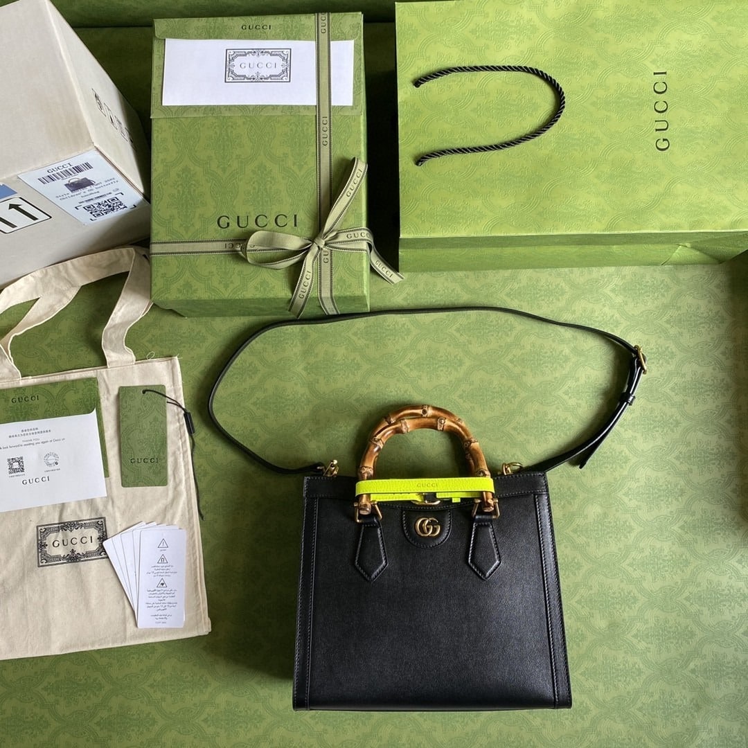 1:1 Replica Gucci Diana Small Tote Bag Black For Women 11in/27cm GG 702721 U3ZDT 1260 - Image 8