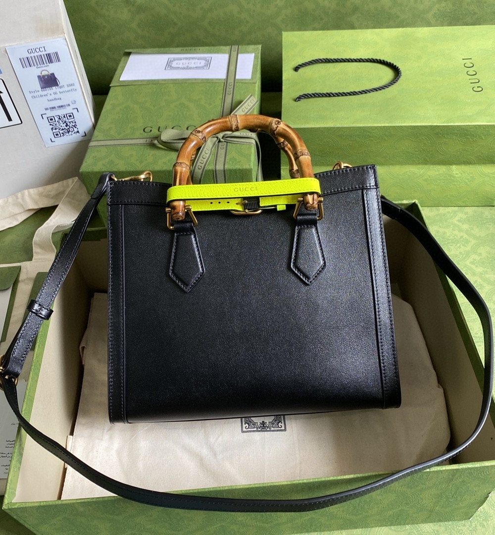 1:1 Replica Gucci Diana Small Tote Bag Black For Women 11in/27cm GG 702721 U3ZDT 1260