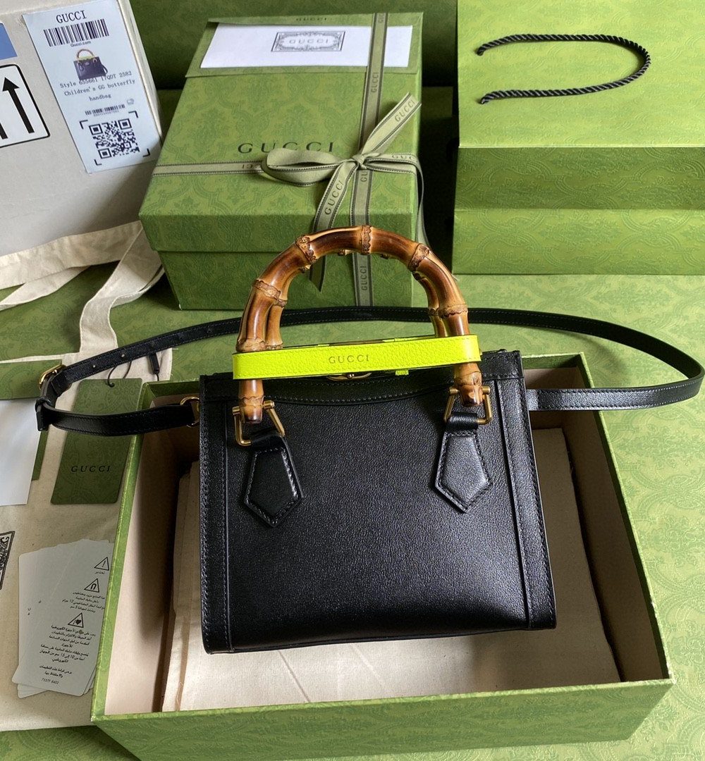 1:1 Replica Gucci Diana Small Tote Bag Black For Women 8in/20cm GG ‎702732 U3ZDT 1260