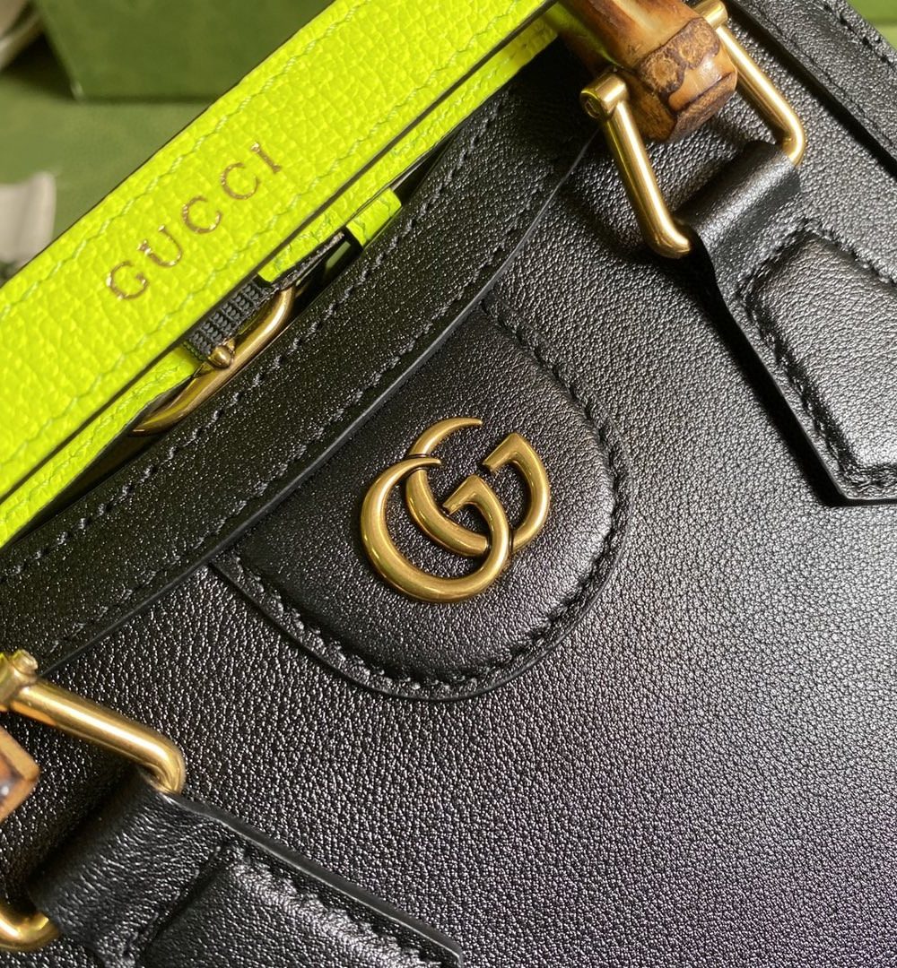 1:1 Replica Gucci Diana Small Tote Bag Black For Women 8in/20cm GG ‎702732 U3ZDT 1260