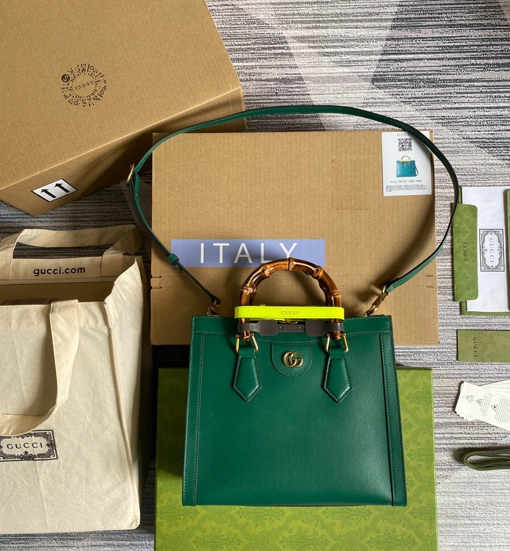 1:1 Replica Gucci Diana Small Tote Bag Green For Women, Women's Bags 11in/27cm GG 
