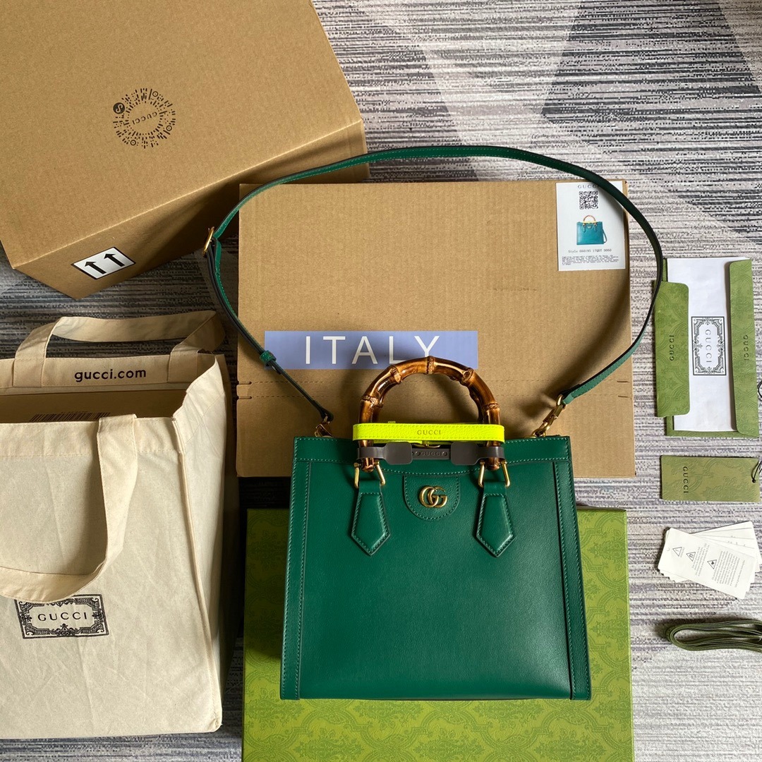 1:1 Replica Gucci Diana Small Tote Bag Green For Women, Women's Bags 11in/27cm GG 