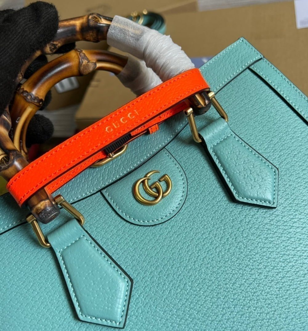 1:1 Replica Gucci Diana Small Tote Bag Light Blue For Women, Women's Bags 11in/27cm GG