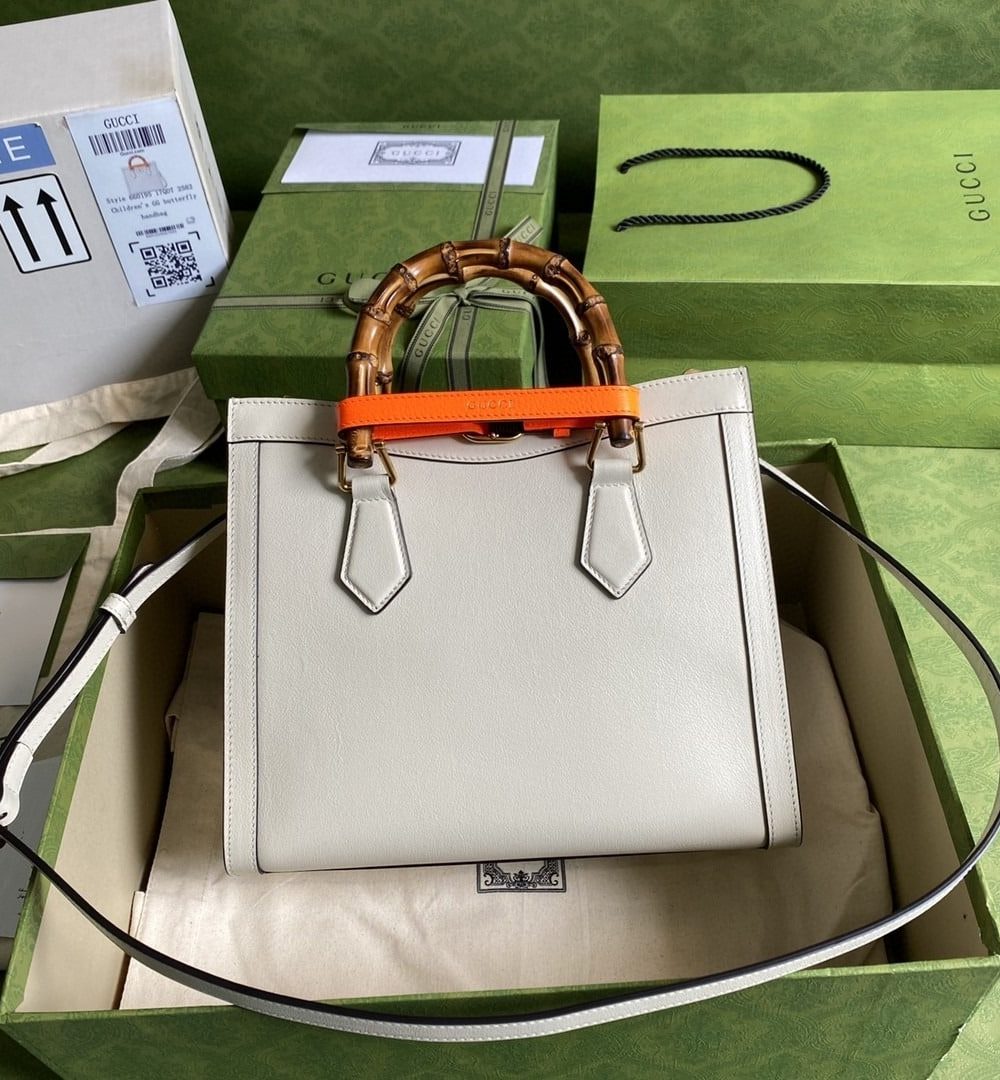1:1 Replica Gucci Diana Small Tote Bag White For Women 11in/27cm GG 702721 U3ZDT 9196